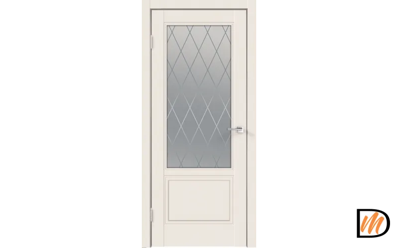 Дверное полотно Эмаль SCANDI 2V 600х2000 цвет Слоновая кость стекло РОМБ Мателюкс Левое VD1000336