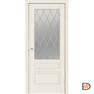 Дверное полотно Эмаль SCANDI 3V 900х2000 цвет Слоновая кость стекло РОМБ Мателюкс Правое VD1000391