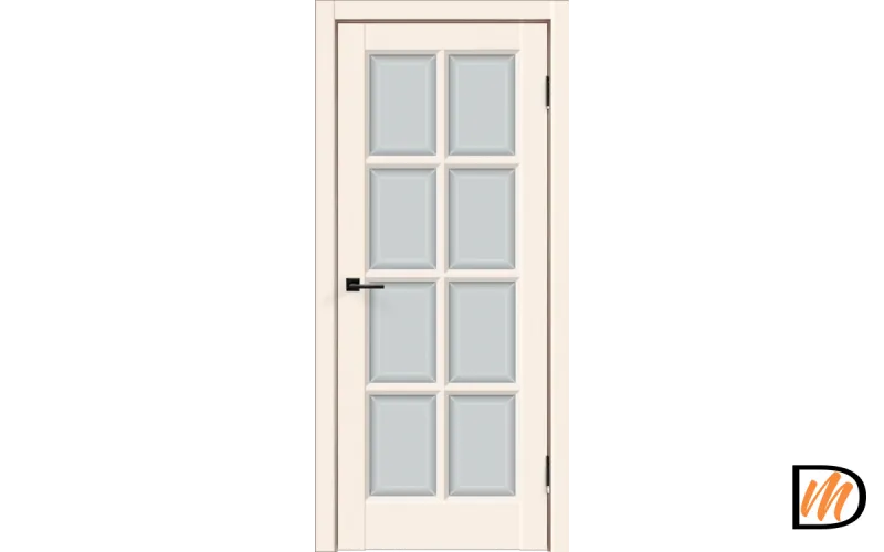 Дверное полотно Эмаль SCANDI 4V 700х2000 цвет Слоновая кость стекло Мателюкс, Английская решетка Левое/Правое VD1002035