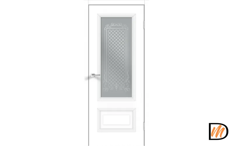 Дверное полотно Эмаль LEDO 1 2V 800х2000 цвет Белый стекло Мателюкс Престиж Правое VD1190130