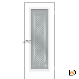 Дверное полотно Эмаль LEDO 1 4V 800х2000 цвет Белый стекло каленое Мателюкс Престиж Левое VD1190149