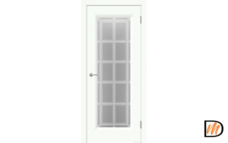 Дверное полотно EMALUX ALTO 9 со стеклом 700х2000 цвет Белый Опал стекло каленое Английская Решетка Левое/Правое VD1291178