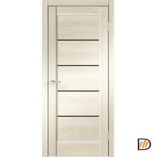 Дверное полотно Экошпон PREMIER 1 700х2000 цвет Ясень Японский стекло Лакобель черное Левое/Правое VD800022