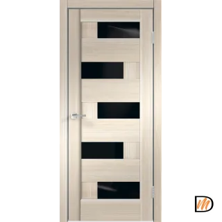 Дверное полотно Экошпон PREMIER 5 800х2000 цвет Ясень Японский стекло Лакобель черное Левое/Правое VD800071