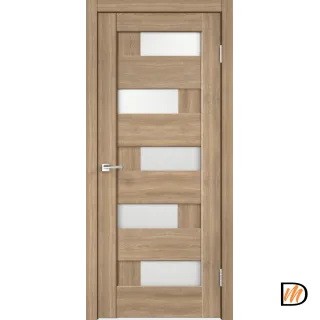 Дверное полотно Экошпон PREMIER 5 800х2000 цвет Дуб Европейский стекло Лакобель белое Левое/Правое VD800201