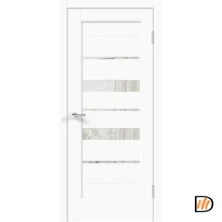 Дверное полотно Экошпон PREMIER 23 600х2000 цвет Белый Эмалит стекло Зеркало с двух сторон Левое/Правое VD805159