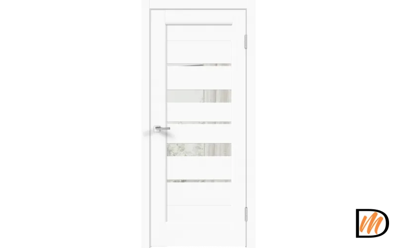 Дверное полотно Экошпон PREMIER 23 800х2000 цвет Белый Эмалит стекло Зеркало с двух сторон Левое/Правое VD805161