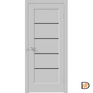 Дверное полотно Экошпон PREMIER 1 900х2000 цвет Серый Эмалит стекло Лакобель черное Левое/Правое VD805387