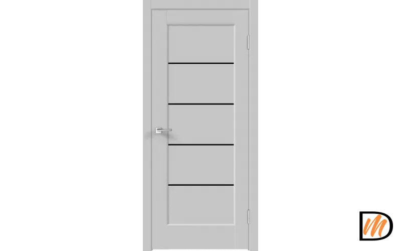 Дверное полотно Экошпон PREMIER 1 900х2000 цвет Серый Эмалит стекло Лакобель черное Левое/Правое VD805387