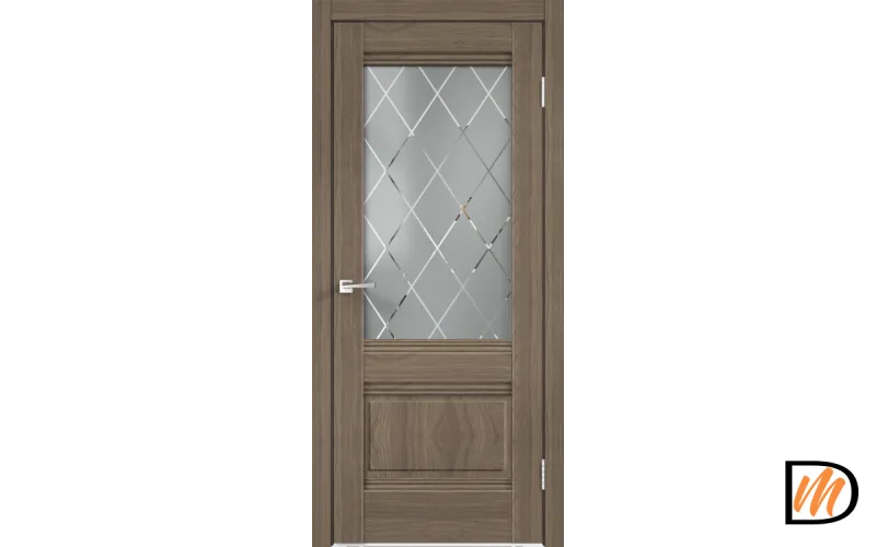 Дверное полотно Экошпон ALTO 2V 800х2000 цвет Ильм Европейский стекло РОМБ светлый Левое/Правое VD810082