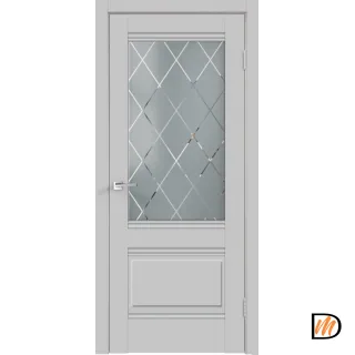 Дверное полотно Экошпон ALTO 2V 600х2000 цвет Серый Эмалит стекло РОМБ светлый Левое/Правое VD810669