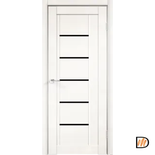 Дверное полотно Экошпон NEXT 3 900х2000 цвет Белый Эмалит стекло Лакобель черное Левое/Правое VD820012