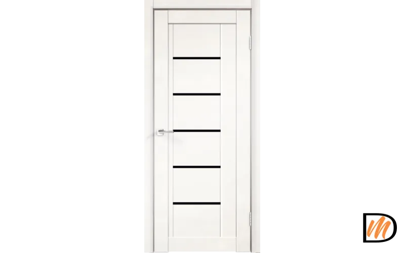 Дверное полотно Экошпон NEXT 3 900х2000 цвет Белый Эмалит стекло Лакобель черное Левое/Правое VD820012