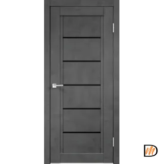 Дверное полотно Экошпон NEXT 1 800х2000 цвет Муар темно-серый стекло Лакобель черное Левое/Правое VD820022