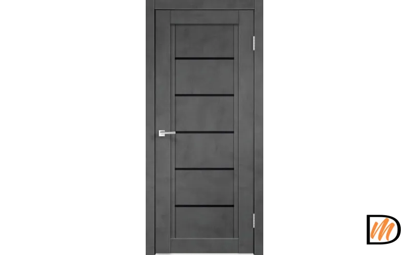 Дверное полотно Экошпон NEXT 1 900х2000 цвет Муар темно-серый стекло Лакобель черное Левое/Правое VD820023