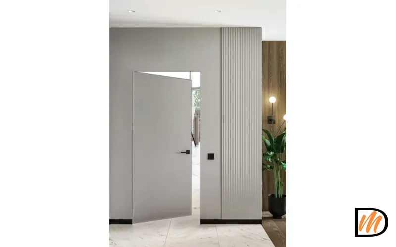 Скрытая дверь INVISIBLE REVERS 42 мм (матовый хром) петли слева