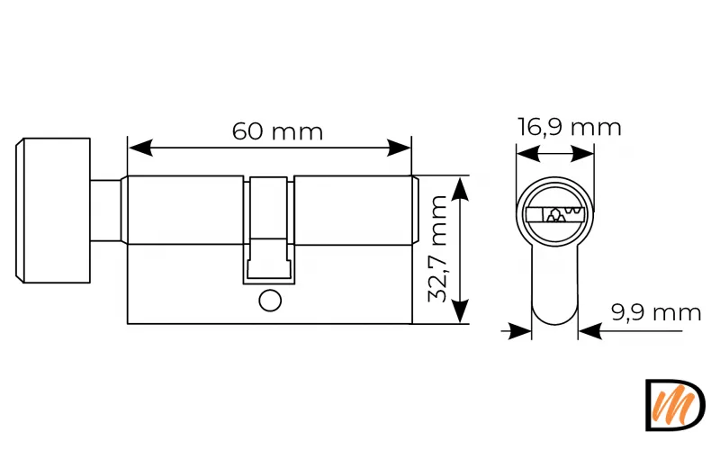 Ключевой цилиндр высокой секретности HS 60CK PG с заверткой (60мм), цвет - золото