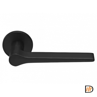 Ручка дверная LAND MH-60-R6 BL раздельная на круглой розетке 6 мм, цвет черный, ЦАМ Light