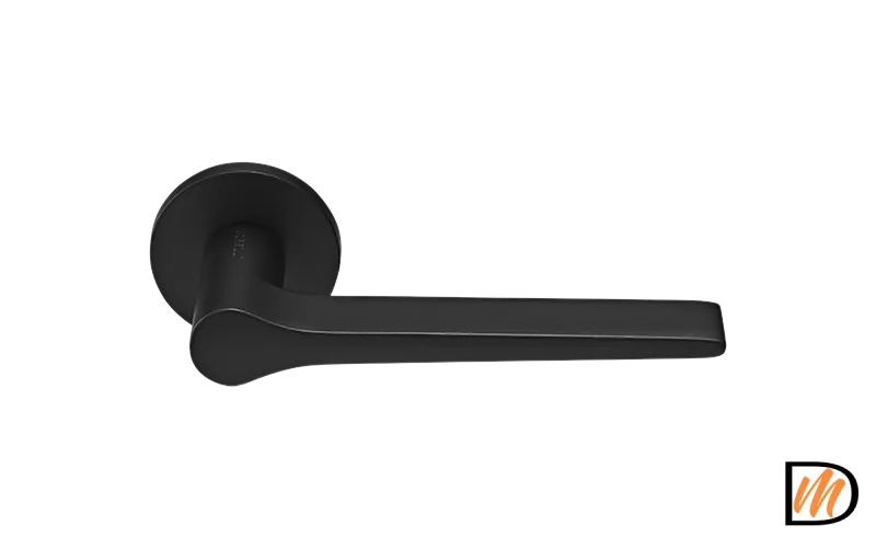 Ручка дверная LAND MH-60-R6 BL раздельная на круглой розетке 6 мм, цвет черный, ЦАМ Light