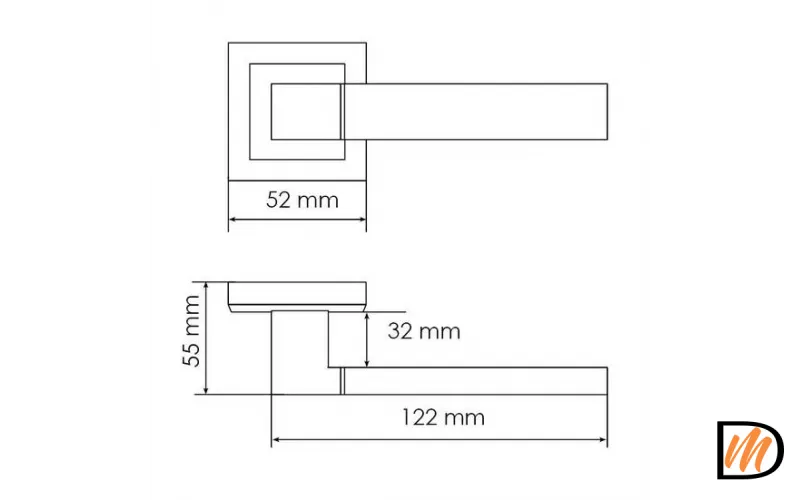 Ручка дверная FUKOKU MH-28 SN/BN-S раздельная на квадратной розетке, цвет бел. никель/черн. никель, ЦАМ