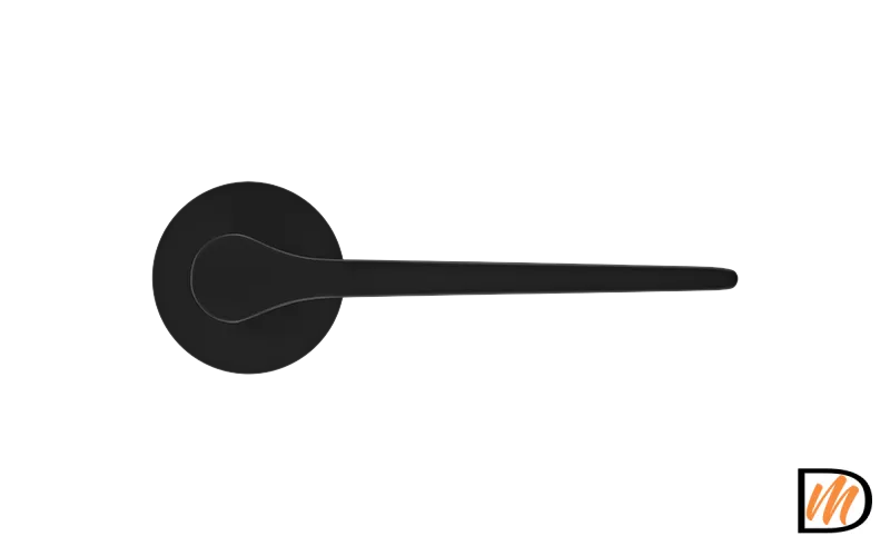 Ручка дверная LAND MH-60-R6 BL раздельная на круглой розетке 6 мм, цвет черный, ЦАМ Light