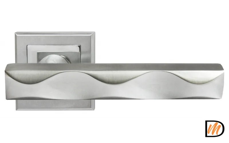 Ручка дверная TOWER MH-20 SC/CP-S раздельная на квадратном основании, цвет мат.хром/хром, ЦАМ