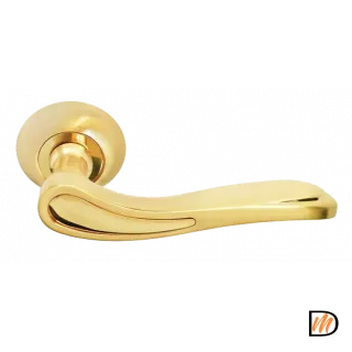 Ручка дверная LONDON EYE MH-26 SG/GP раздельная на круглой розетке, цвет мат.золото/золото, ЦАМ