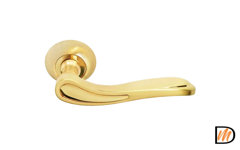 Ручка дверная LONDON EYE MH-26 SG/GP раздельная на круглой розетке, цвет мат.золото/золото, ЦАМ