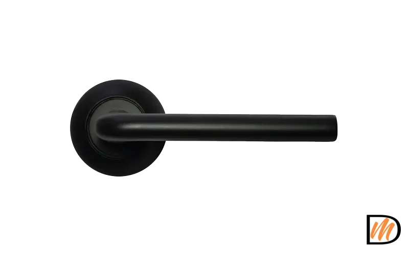 Ручка дверная КОЛОННА MH-03 BL раздельная на круглом основании, цвет черный, ЦАМ Light