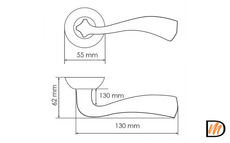 Ручка дверная СОН MH-15 SN/CP раздельная на круглой розетке, цвет белый никель/хром, ЦАМ