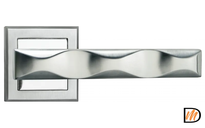 Ручка дверная TOWER MH-20 SC/CP-S раздельная на квадратном основании, цвет мат.хром/хром, ЦАМ