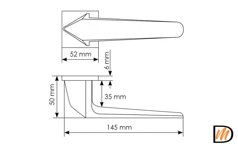 Ручка дверная SOUK MH-55-S6 SSC раздельная на квадратной розетке 6 мм, цвет суперматовый хром, ЦАМ Light