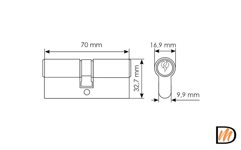 Цилиндровый механизм (личинка) 70C BL 70 мм, цвет черный