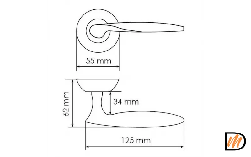Ручка дверная КУПОЛ MH-09 SN раздельная на круглой розетке, цвет белый никель, ЦАМ