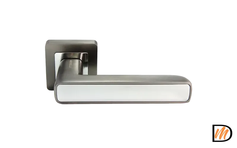 Ручка дверная FLEX MH-44 GR/CP-S55 раздельная на квадратном основании, цвет графит/хром, ЦАМ Light