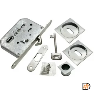 Комплект ручек для раздвижных дверей MHS-2 L SC с замком, цвет мат.хром, ЦАМ