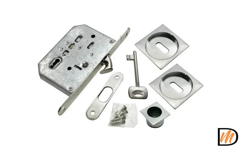 Комплект ручек для раздвижных дверей MHS-2 L SC с замком, цвет мат.хром, ЦАМ