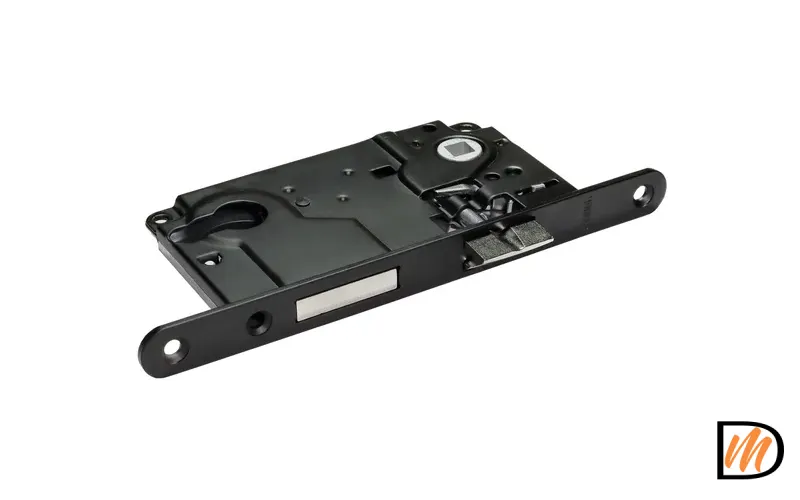 Замок межкомнатный врезной L1885 BL с ригелем под цилиндр, черный