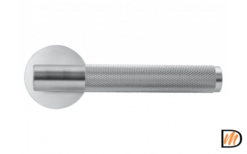 Ручка дверная AZRIELI MH-57-R6T SC раздельная на круглой розетке 6 мм, цвет мат. хром, ЦАМ Light