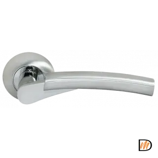 Ручка дверная HALL MH-19 SC/CP раздельная на круглой розетке, цвет матовый хром/хром, ЦАМ