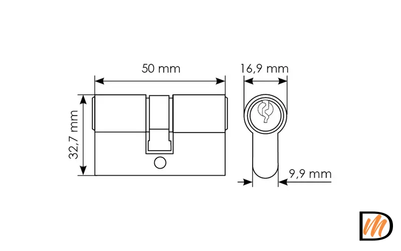 Цилиндровый механизм (личинка) 50C AB 50 мм с ключом, цвет античная бронза