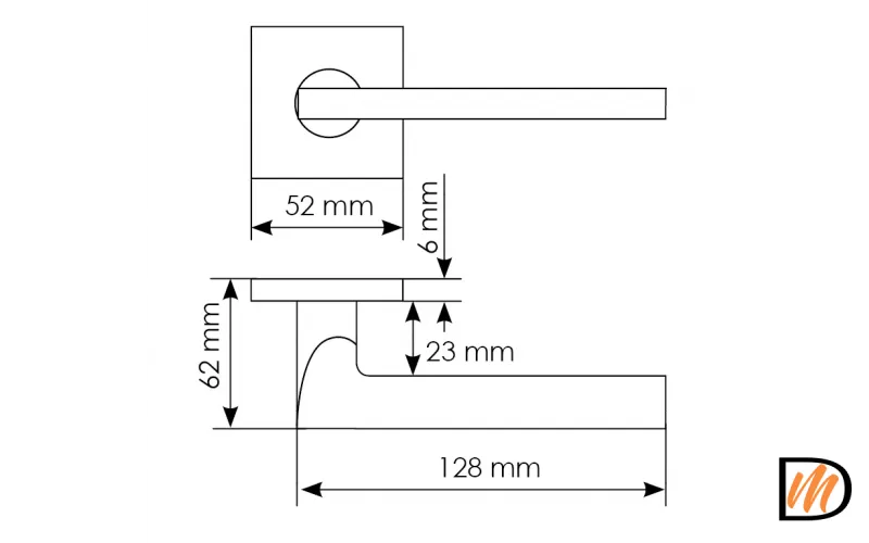 Ручка дверная KAFFEE MH-50-S6 W раздельная на квадратной розетке, цвет белый, ЦАМ Light