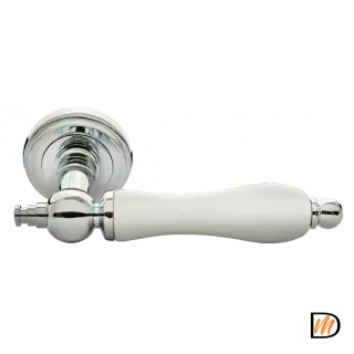 Ручка дверная MART MH-42-CLASSIC PC/W на круглом основании, цвет хром/белый, ЦАМ