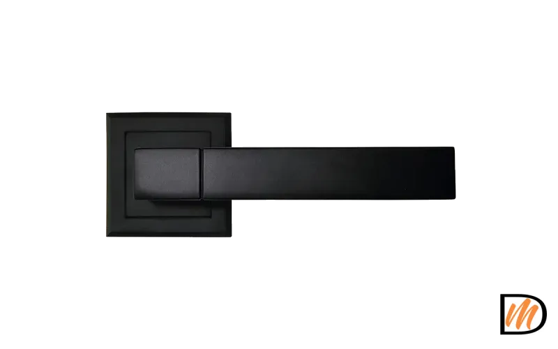 Ручка дверная FUKOKU MH-28 BL-S раздельная на квадратном основании, цвет черный, ЦАМ