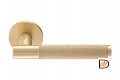 Ручка дверная AZRIELI MH-57-R6T MSG раздельная на круглой розетке 6 мм, цвет - мат. сатин. золото, ЦАМ Light