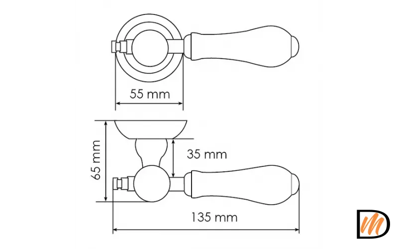 Ручка дверная MART MH-42-CLASSIC PC/W на круглом основании, цвет хром/белый, ЦАМ