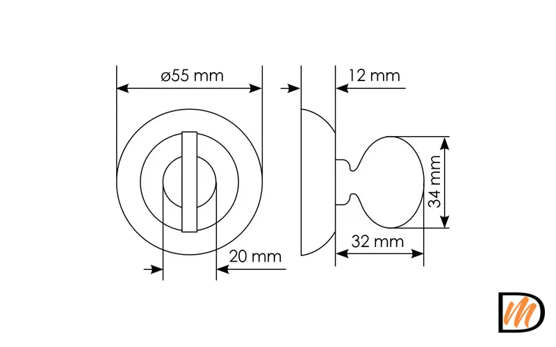 Завертка сантехническая MH-WC-CLP W/PG круглая цвет белая эмаль/золото