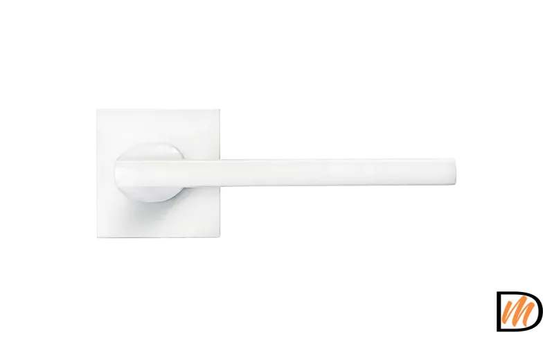 Ручка дверная KAFFEE MH-50-S6 W раздельная на квадратной розетке, цвет белый, ЦАМ Light