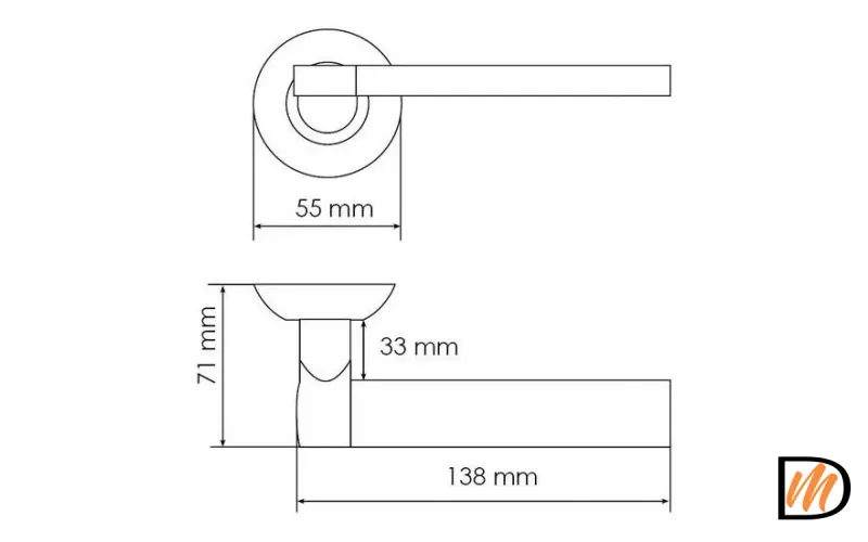 Ручка дверная AGBAR MH-21 SC/CP раздельная на круглой розетке, цвет мат.хром/хром, ЦАМ