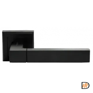 Ручка дверная FUKOKU MH-28 BL-S раздельная на квадратном основании, цвет черный, ЦАМ